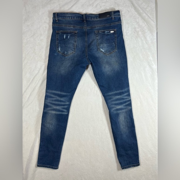 AMIRI Size 34W Dark Wash Distressed Jeans Designer Authentic Denim EUC - Picture 8 of 14